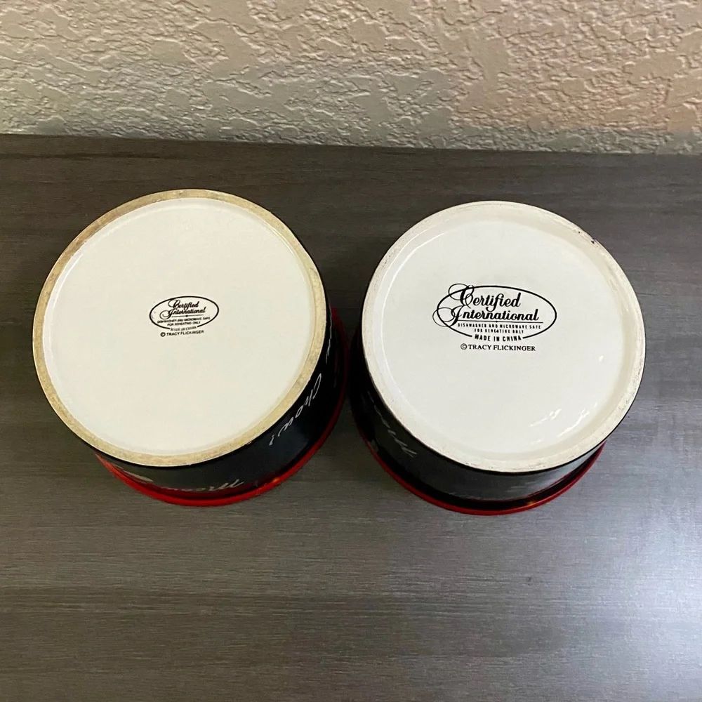Tracey Flickenger Certified International Cat Meow Chow Bowls